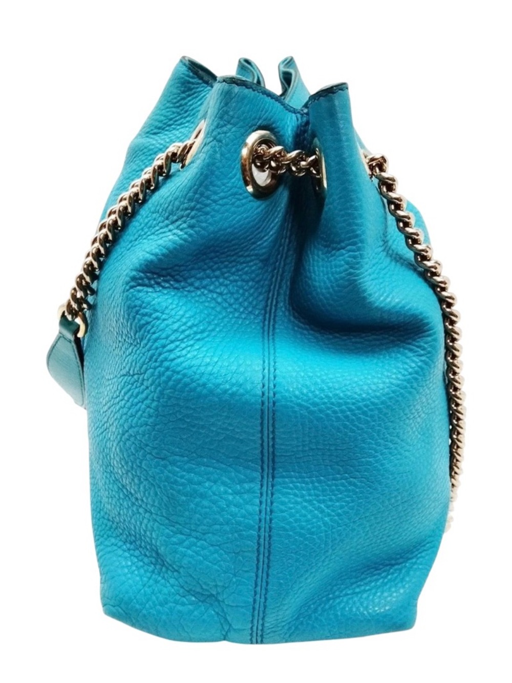 ❌SOLD❌ Gucci Teal Leather Soho Chain Shoulder Bag Medium - Picture 2 of 8